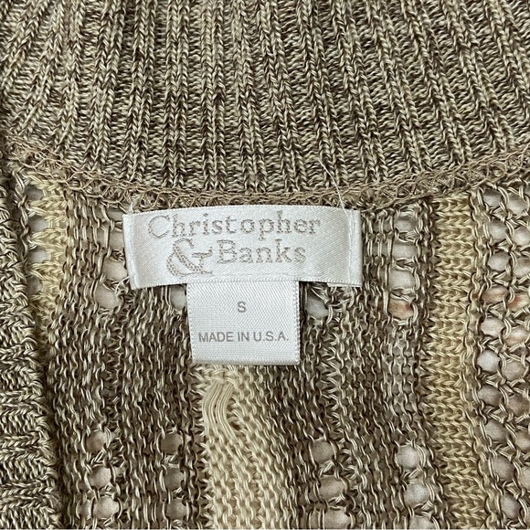 Christopher & Banks Lightweight Open Knit Tan Cardigan Sweater - Women’s Small - Picture 8 of 11